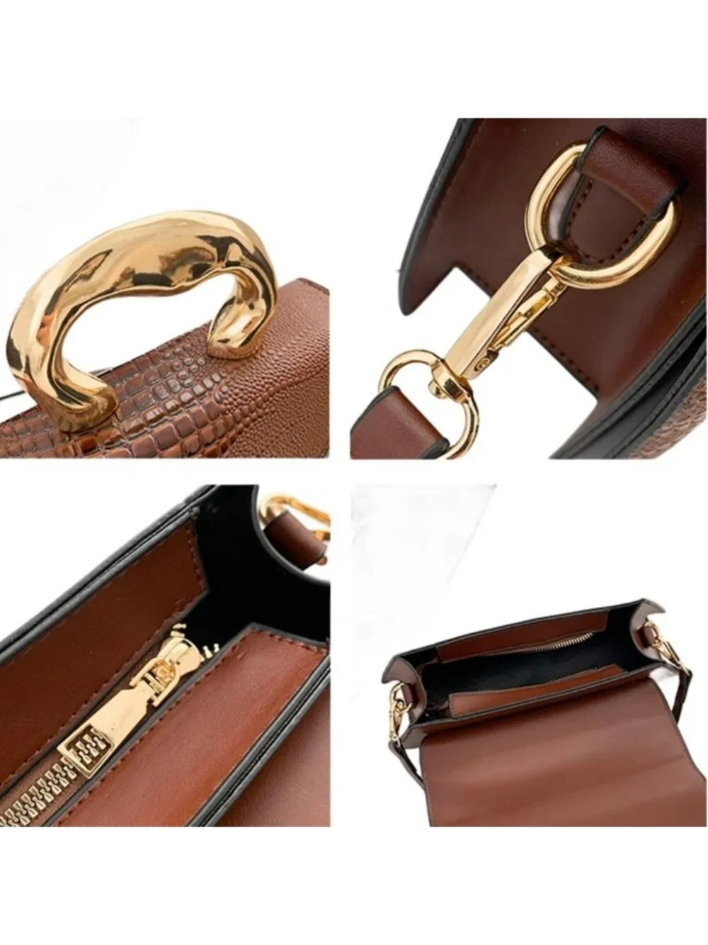 Chic Vegan Leather Evening Clutch Purse with Crocodile Pattern & Crossbody Strap